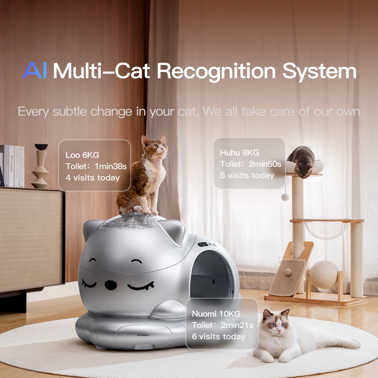 Woohuloo Smart cat litter box - Silver